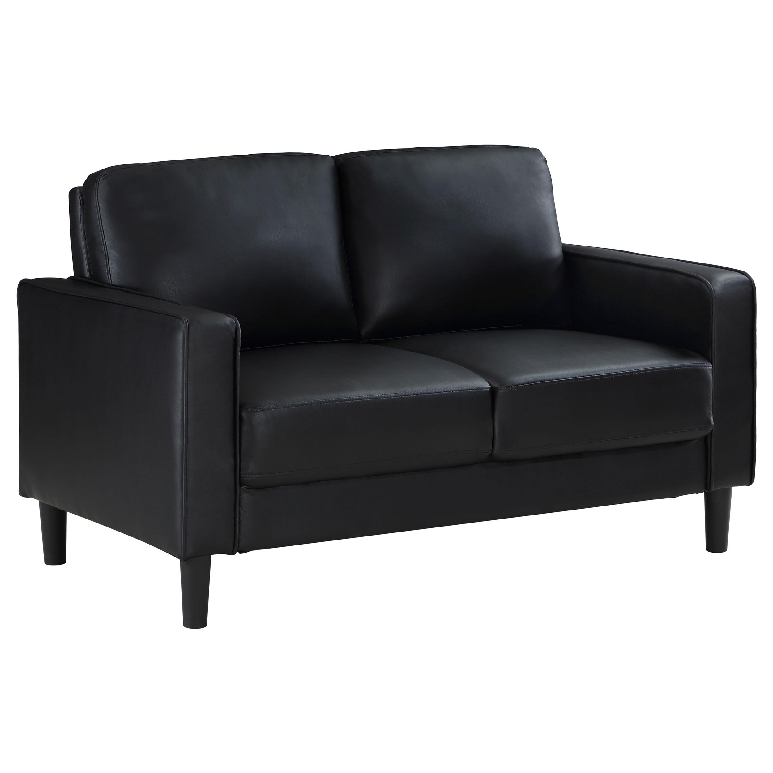 Coaster Furniture Ruth 508362 Upholstered Track Arm Loveseat - Black IMAGE 1